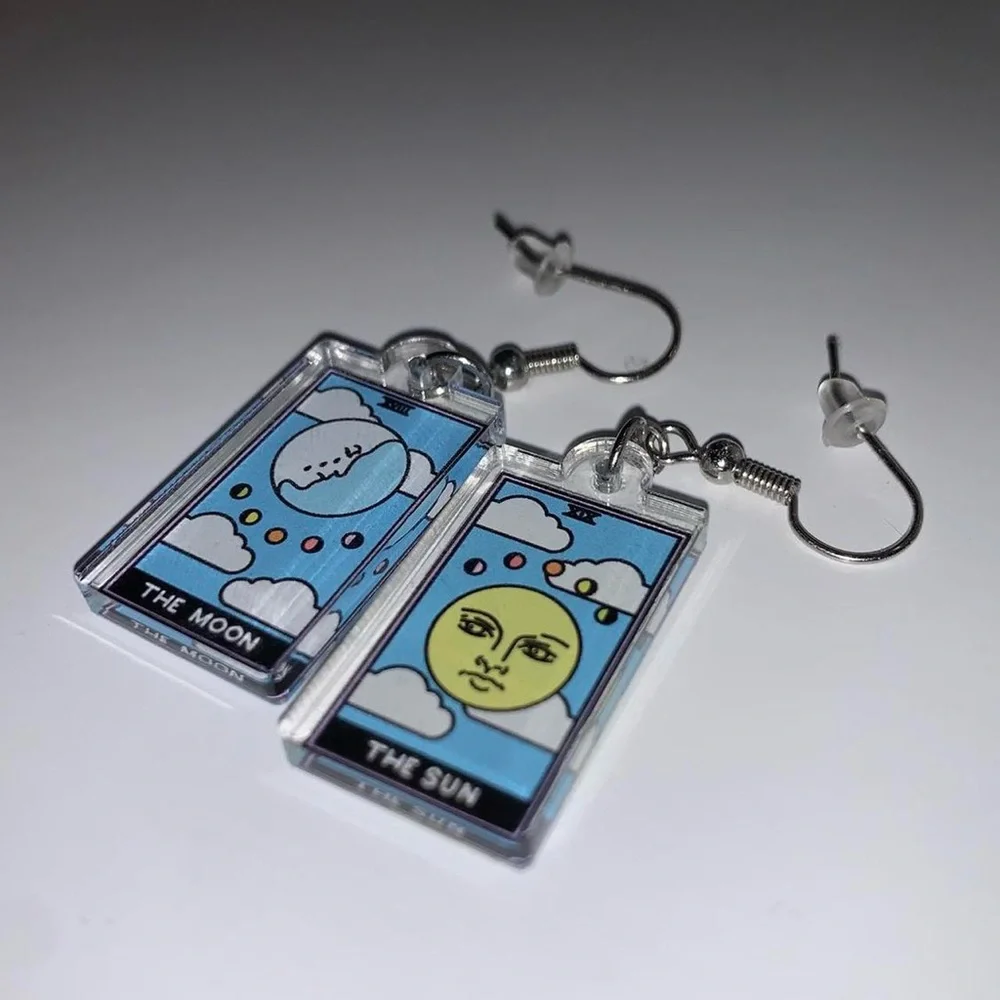 Hand made tarot card dangly earrings  Brand new, never worn